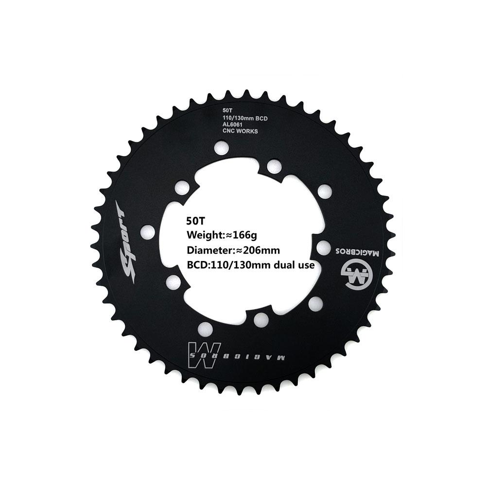MAGICBROS BCD 110MM 130MM Dual Use Fixed Gear Bike Round Chainring Track Bike Fixie Bicycle Single Speed Wheel Chainwheel 50T