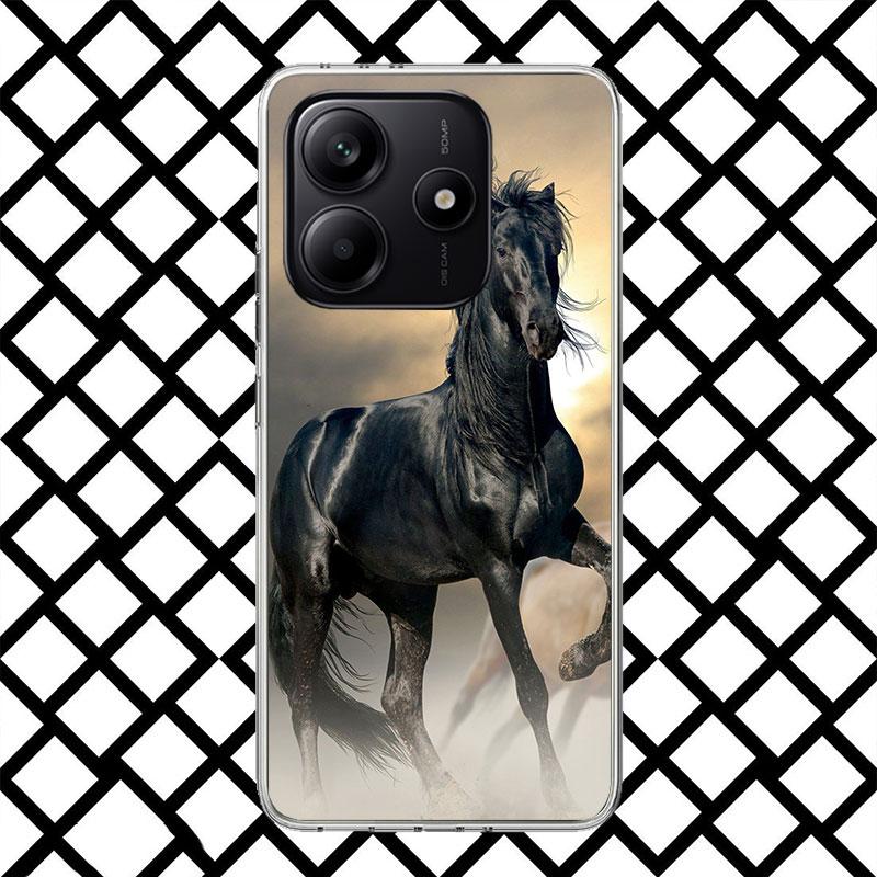 

Чехол для телефона Animal Black Horse для Xiaomi Redmi Note 15 14 14S 13 12 12S 11 Pro Plus 11E 11T 11S 10S 5G Мягкий чехол Fundas Redmi N Redmi Note 12 Pro 4G