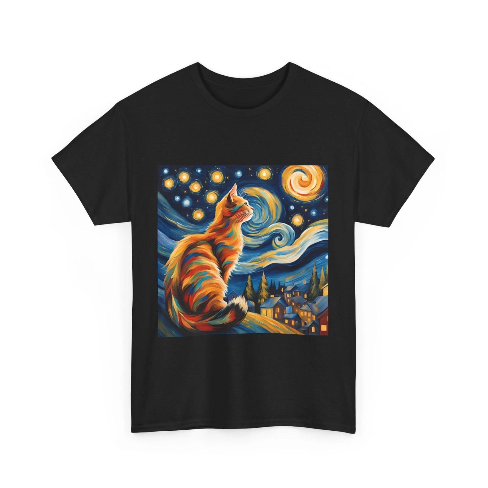 Van Gogh Cat Shirt | Van Gogh Christmas Cat Shirt | Starry Night Cat Shirt | D S