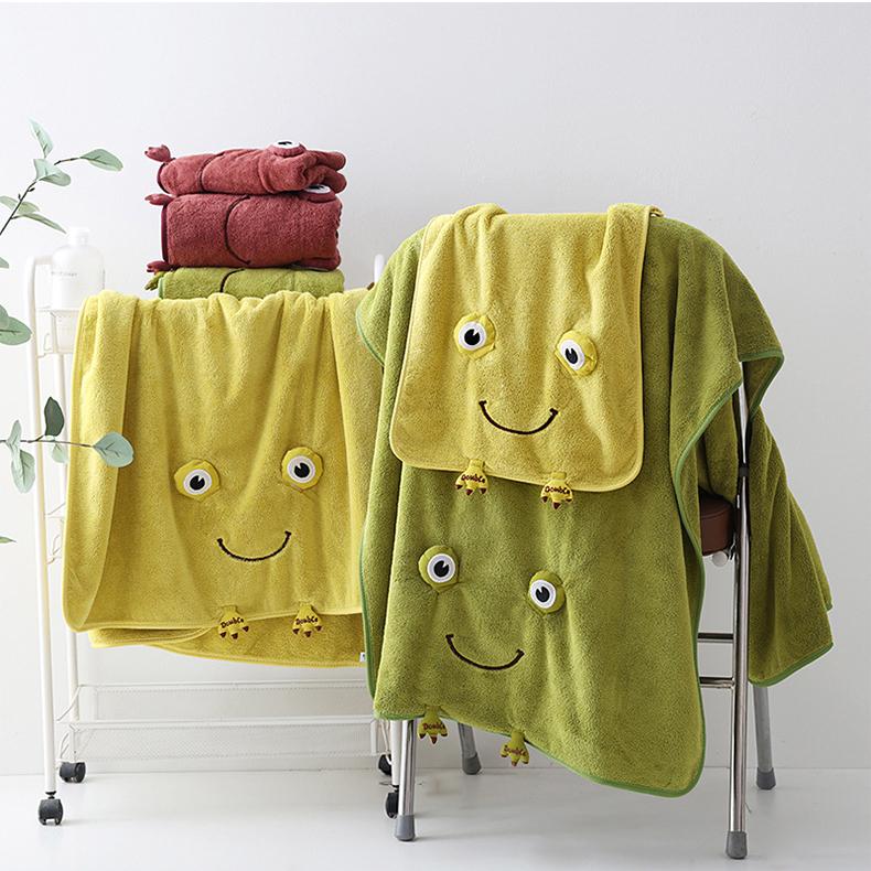 Cartoon Frog Coral Velvet Towel Household Thickened Water-absorbent Quick-drying Hair Drying Towel