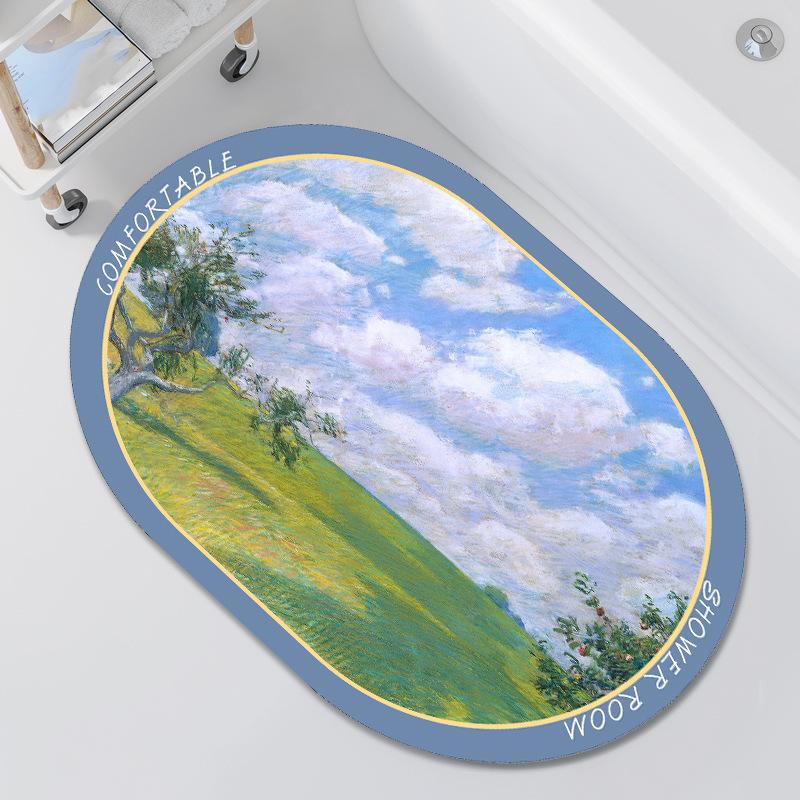 

Масляная живопись Ветрозащитный коврик Влагоотводящая подушка Подушка для ванной Коврик для ног в ванную Туалет в ванной Скользкий Влагоотводящий коврик Ковер Придверный коврик Прихожая 40*60cm