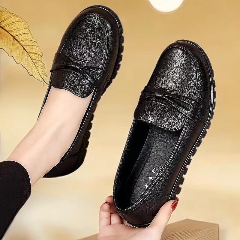 Real Soft Leather Shoes Soft Sole Not Tired Feet Casual Shoes Single Shoes Women's New Non-slip Casual Beans