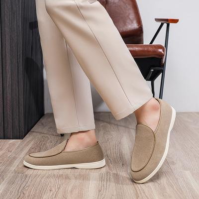 Mens Wide Width Suede Loafers Slip-On Moccasins Soft Sole Flat Comfortable Casual Driving Shoes Breathable Leisure Shoes Loafers