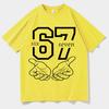 Funny 67 Hand Meme Number Print Men Women Short Sleeve Tee Shirt Fashion T-Shirts Round Neck Aesthetic Tops Hot Sale Streetwear