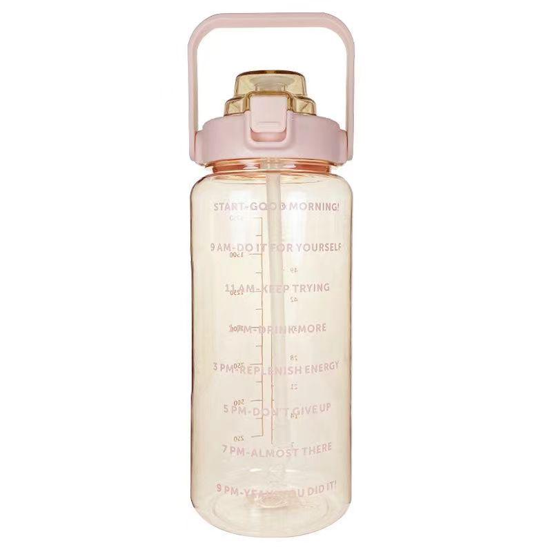 High-Capacity Sports Water Cup with Straw - Heat-Resistant Plastic, Portable Fitness Bottle