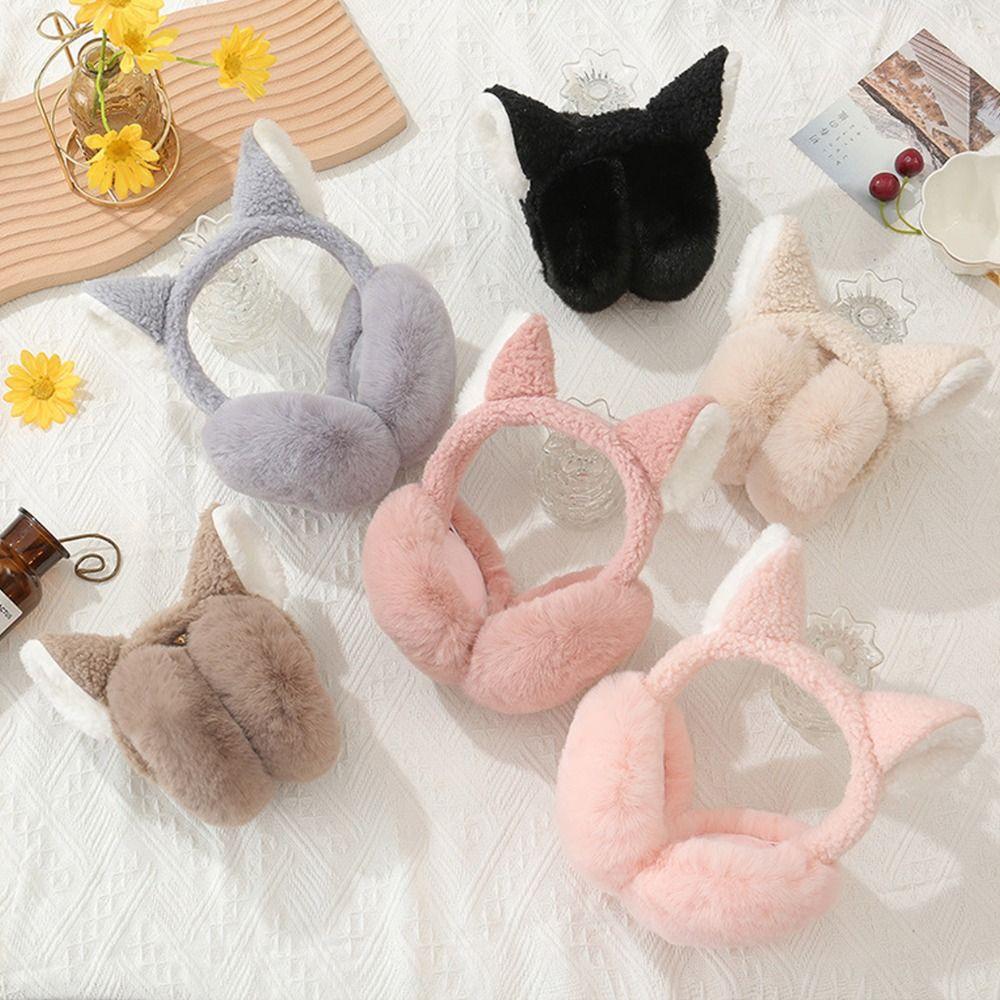 Soft Plush Faux Fur Earmuffs Faux Fur Winter Ear Warmers Fashion Cat Ear Earmuffs  For Women Girls