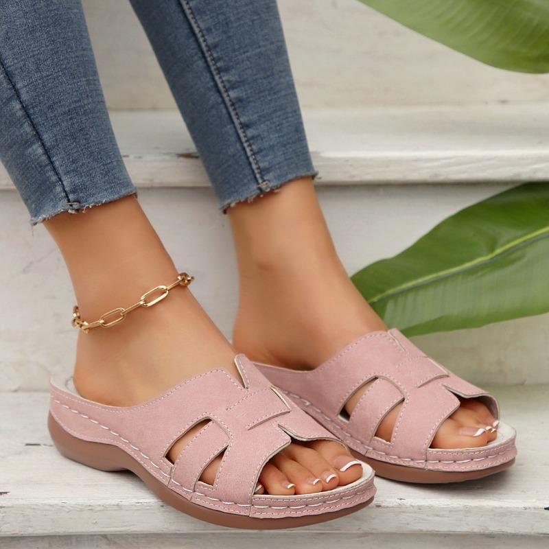 Summer new large-size platform slippers women's shoes one-size fish mouth slippers outer wear beach shoes