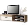 PILVI TV Cabinet - Contemporary Style - Melamine Particles - Oak and White Decor - 1 Flap + 2 Niches - L 120 X D 42 X H 32 Cm