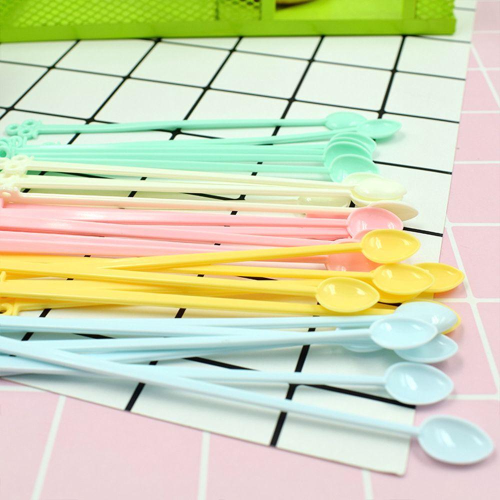 Fruit Stirrer Tools Long Handled Mini Plastic Candy Color Coffee Spoon Bar