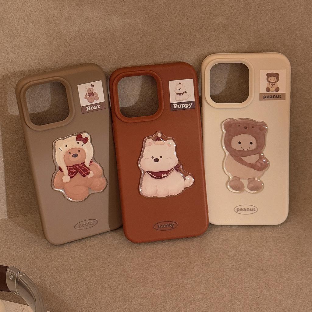 Cute Bear 17promax Apple 16 Mobile Phone Case IPhone 14 Suitable for 13 Three-dimensional West Highland 12 Silicone 11