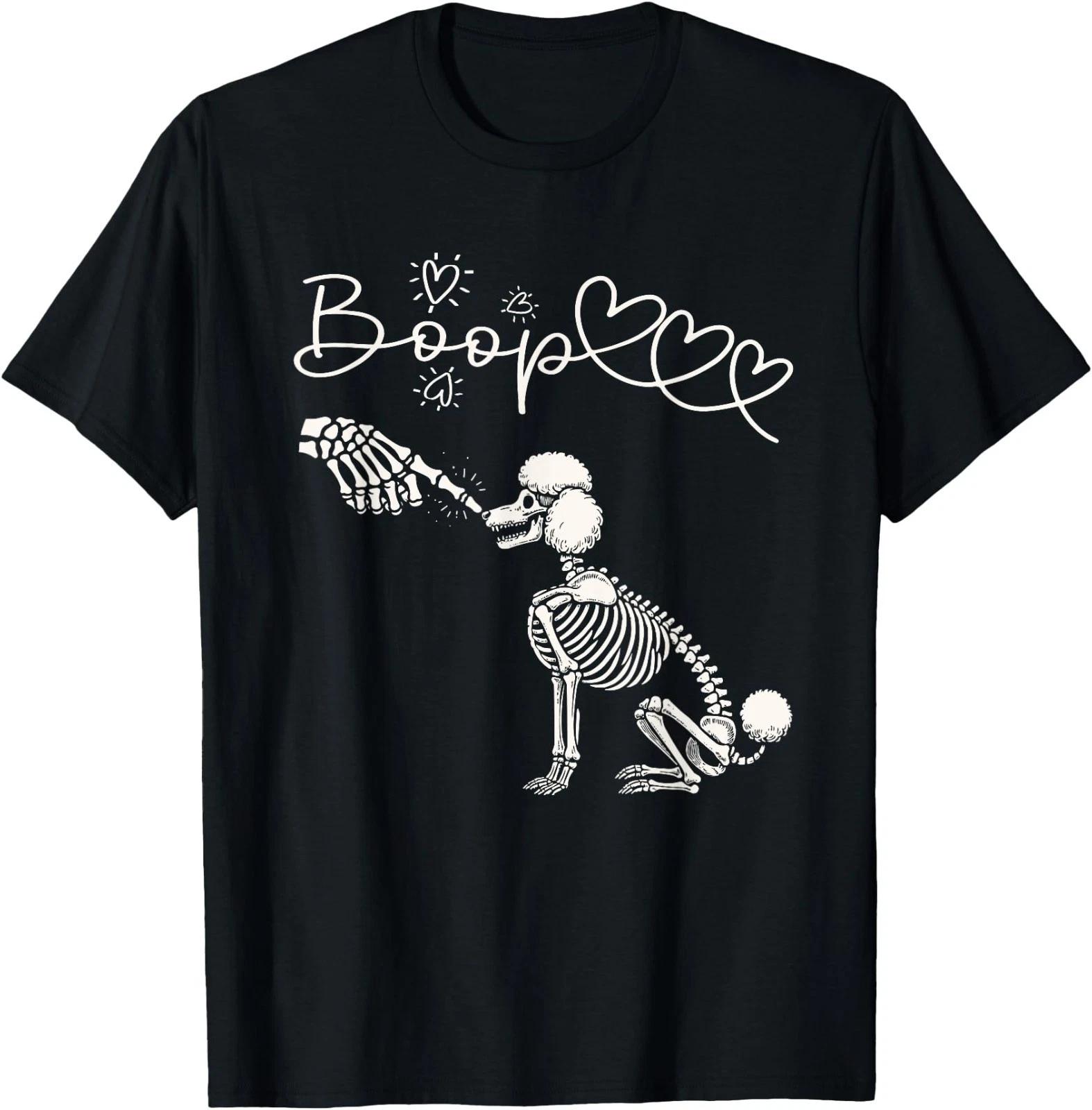 Cute Skeleton Hand Boop Poodle Halloween Dog Lover T-Shirt S