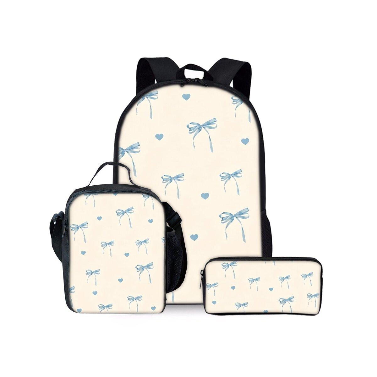 Drie delige rugzakset met strikprint voor jongens en meisjes Beste Cadeaus 2D Platte Cartoon Schooltas voor Kinderen
