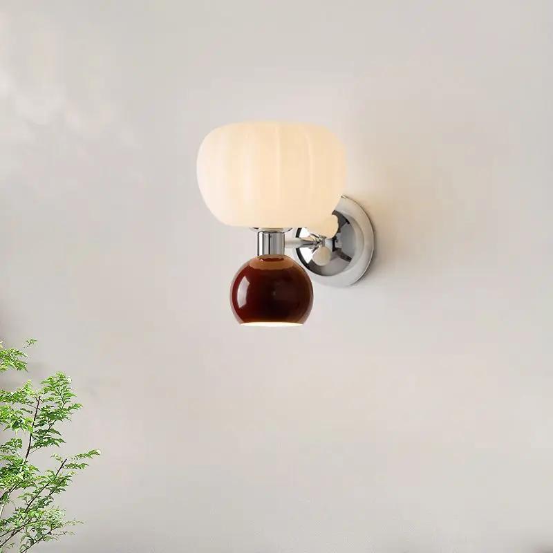 Wall Decor Room Decor Cream Style Creative Middle Lamp Bedroom Bedside Aisle Lamp Balcony Double Head Background Wall Wall Lamp
