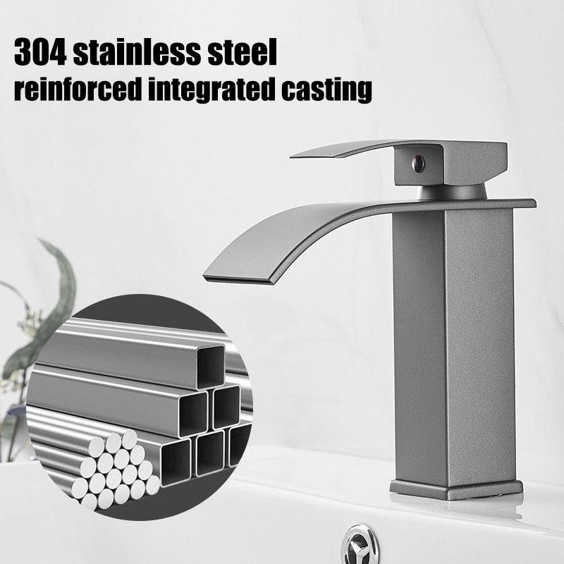 Sink Faucet Splash Proof Dual Control of Hot and Cold Bathroom Accessories Stainless Steel Waterfall Washbasin Fixture Home