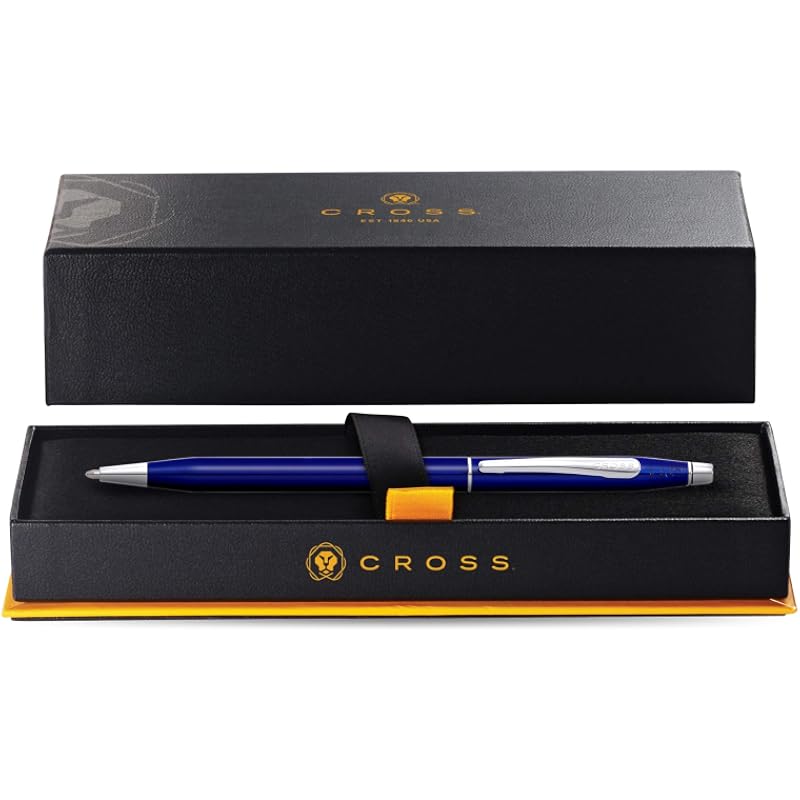 Cross Classic Century Refillable Ballpoint Pen Presented in a Luxury Gift Box - Medium Point, Black Ink, Translucent Blu