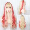 Långt hår för damer utan lugg, stora vågor och högblankt syntetiskt hår, dagligt slitage Cosplay