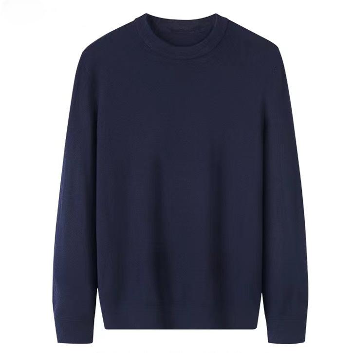Solid Color Bottoming Shirt Casual Sweater Long Sleeve Knit Sweater Men's Round Neck Sweater Autumn Winter Large Size Loose Keep Warm Top