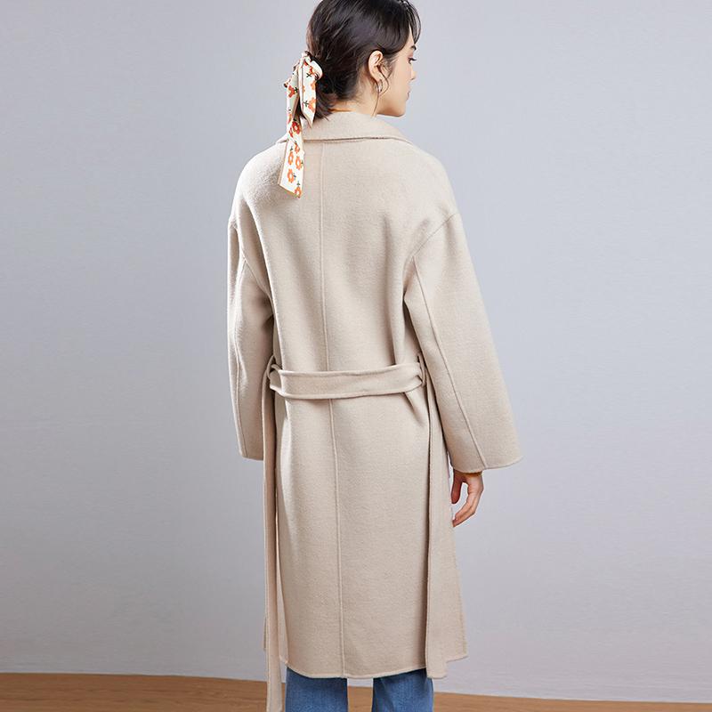 100% vlna Dámská vlna Dlouhý kabát MODERNÍ NOVÁ SAGA Podzimní vlněný kabát Zimní Teplé vlněné kabáty Pás