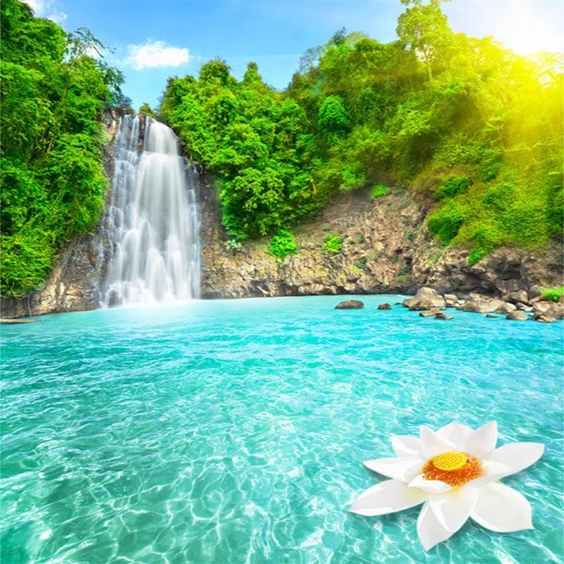 Natural Scenery 3d Wall Mural Forest Waterfalls Pools Wallpaper Room Landscape Murals Living Room Sofa Backdrop Wall Papers