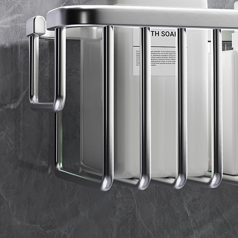 Space Aluminum Shower Caddy Wall-Mounted Bathroom Organizer for Shampoo Soap Contemporary Style Multi-Purpose Storage Basket