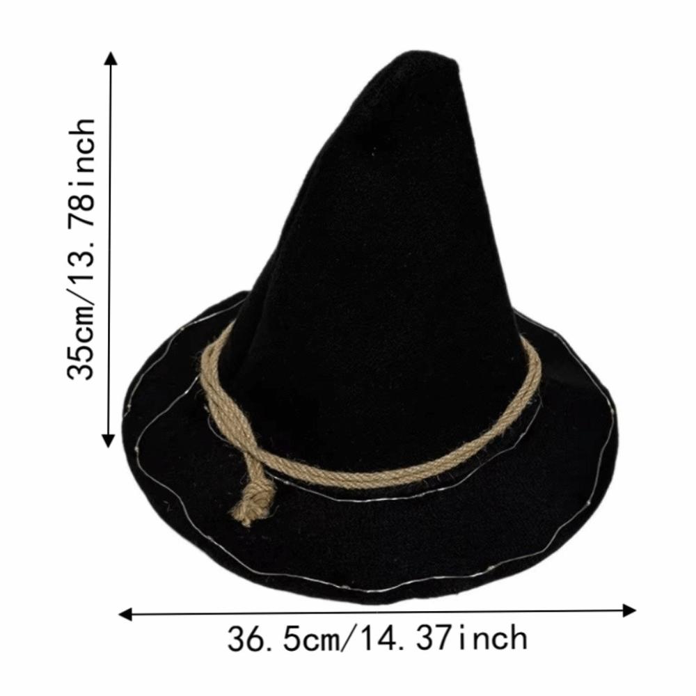 Pointed Design LED Witch Hat Black Cosplay Hat Light Up Wizard Hat Carnival Festival