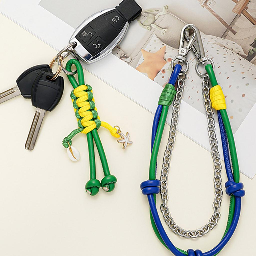 Modern Braided Rope And PU Keychain Bag Ornament For Bags Jeans And Backpacks Trendy Functional Design Bags Pendant