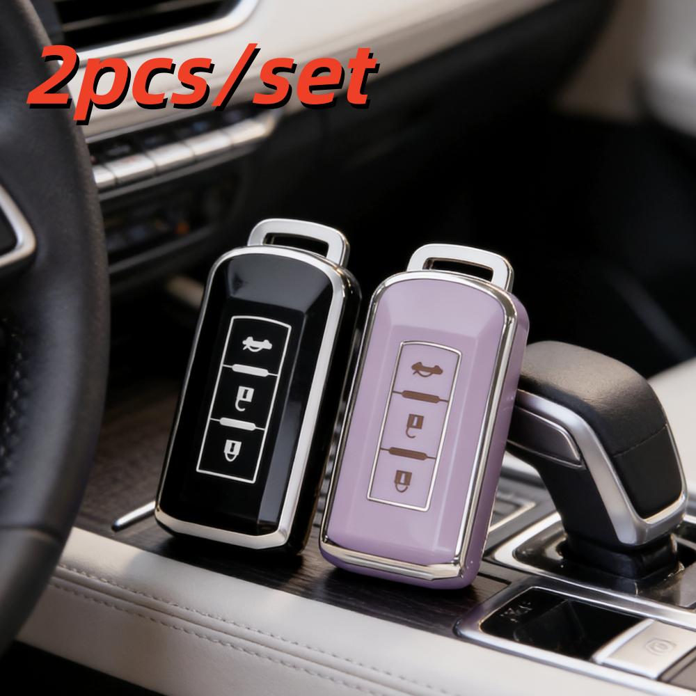 2pcs Car Key Case Covers For Mitsubishi Xpander Outlander ASX Pajero Eclipse Cross Montero Accessories