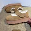 Mary Jane Snow Boots Women's Winter New Flat-soled Cotton Shoes Thin-soled Warm Comfortable Leather Fluffy Shoes Trend