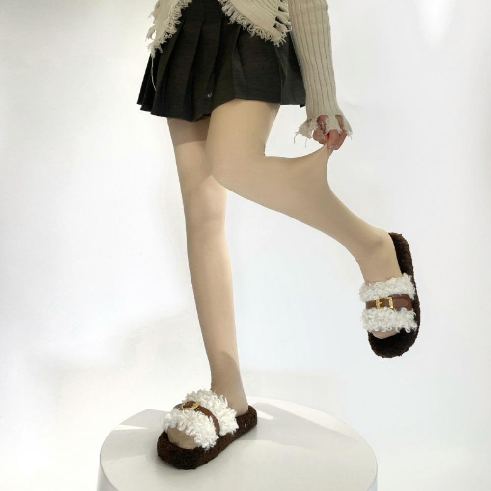 Autumn and Winter Nude Bare Leg Artifact Over The Knee Stockings Nude Skin Tone Double-layer Warm Velvet High Tube Socks Half-length Stockings Women