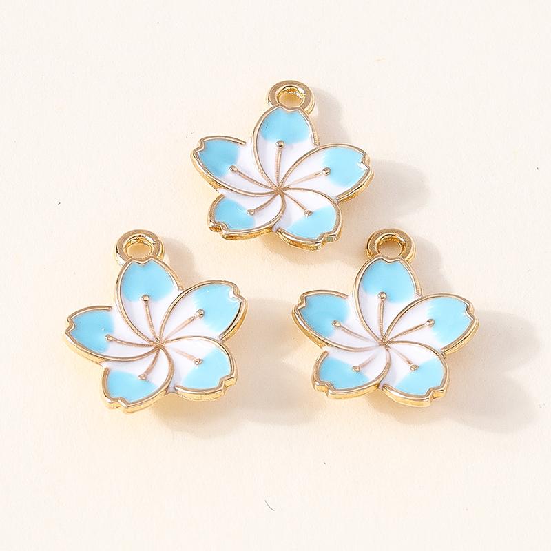 Cherry Blossom Enamel Charms  -  13x16mm  Mini  Pendants  for  DIY Jewelry Making, Earrings,  Necklaces  &  Bracelets