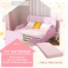 Struttura Letto per Bambini, Struttura Letto Singolo per Bambini, Sponda di Sicurezza, Letto Piccolo per Cameretta, MDF, senza Materasso, Rosa