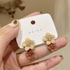 Orecchini pendenti a goccia di fiori bicolore marroni per donne Gioielli alla moda coreana Matrimonio Festa Ragazza Accessori di gioielleria eleganti