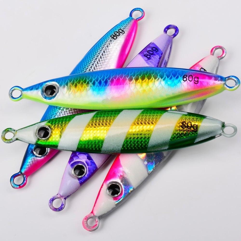 Feathered Assist Hooks Casting Jig Bait Reflective Fish Pattern Bionic Fish Lure Boat Fishing