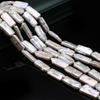 Boho Handmade Rectangle Pearl 15×10mm, White Natural Freshwater Pearls Beads for Jewelry Making DIY Necklace Accessories, Mother's Day Crafts 36cm