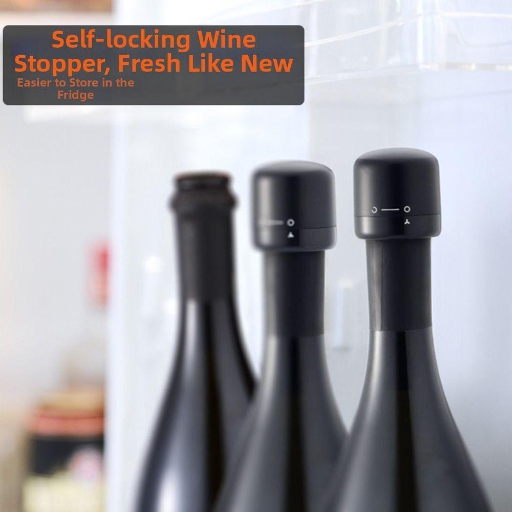 3Pcs Leak Proof Red Wine Bottles Stoppers Vacuum Silicone Sealed Bottle Stopper Reusable Black Wine Bottle Plug