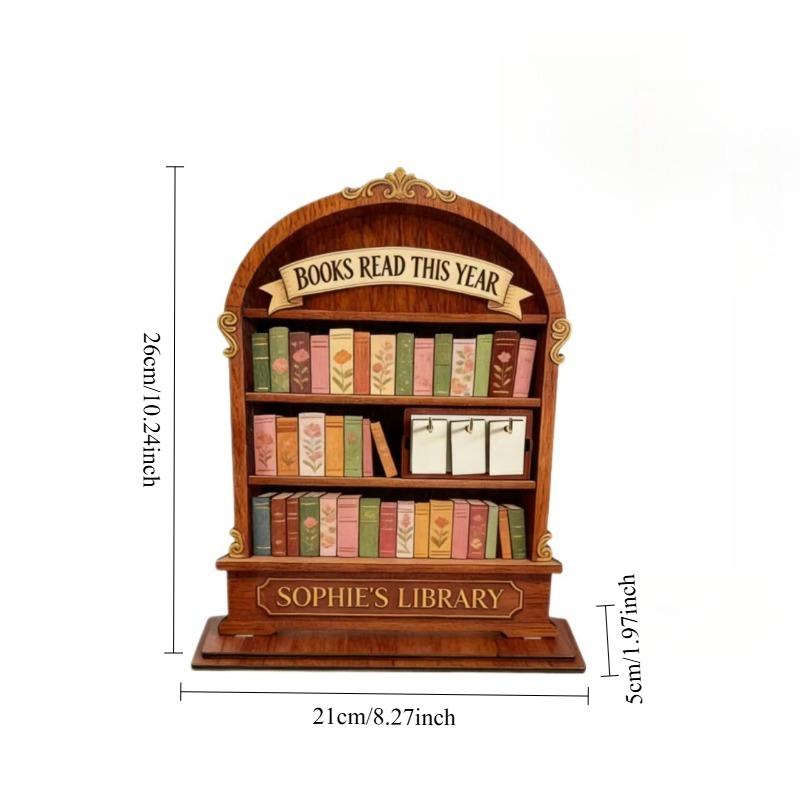 

1pcs Creative Wooden Home Desktop Decor Ornament Retro Book Reading Counter Bookshelf Decorative Reading Tracker коричневий