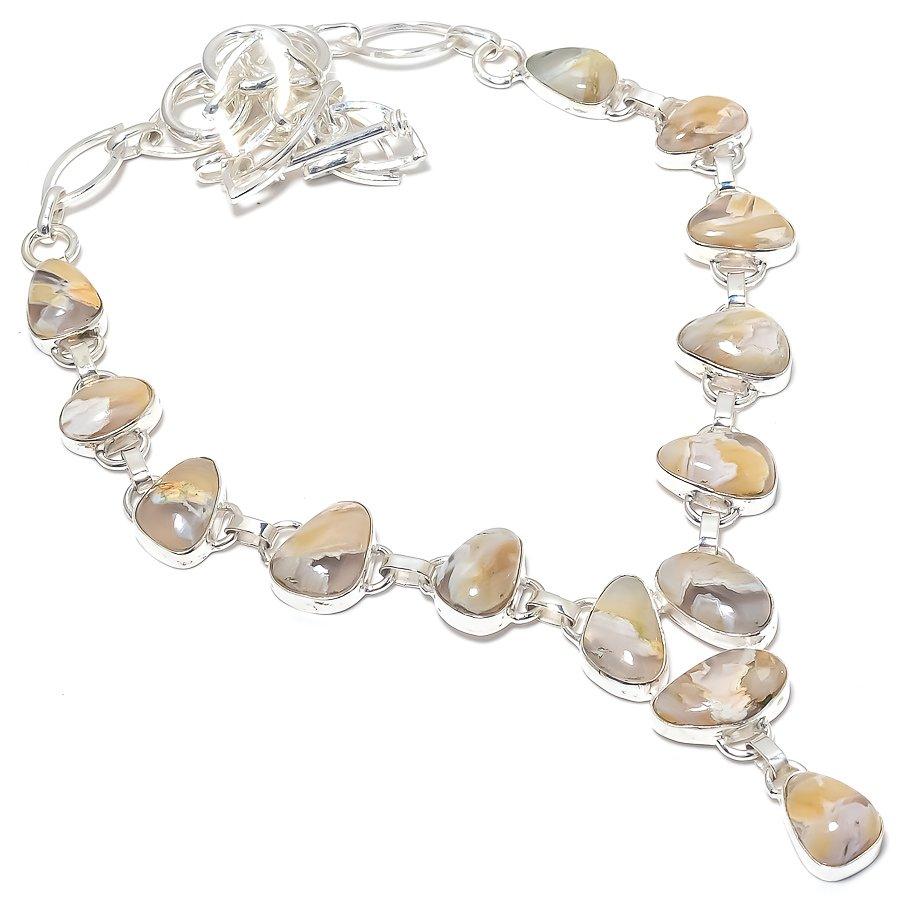 

Plume Agate Gemstone Handmade 925 Silver Jewelry Necklace 18 JCN431-8