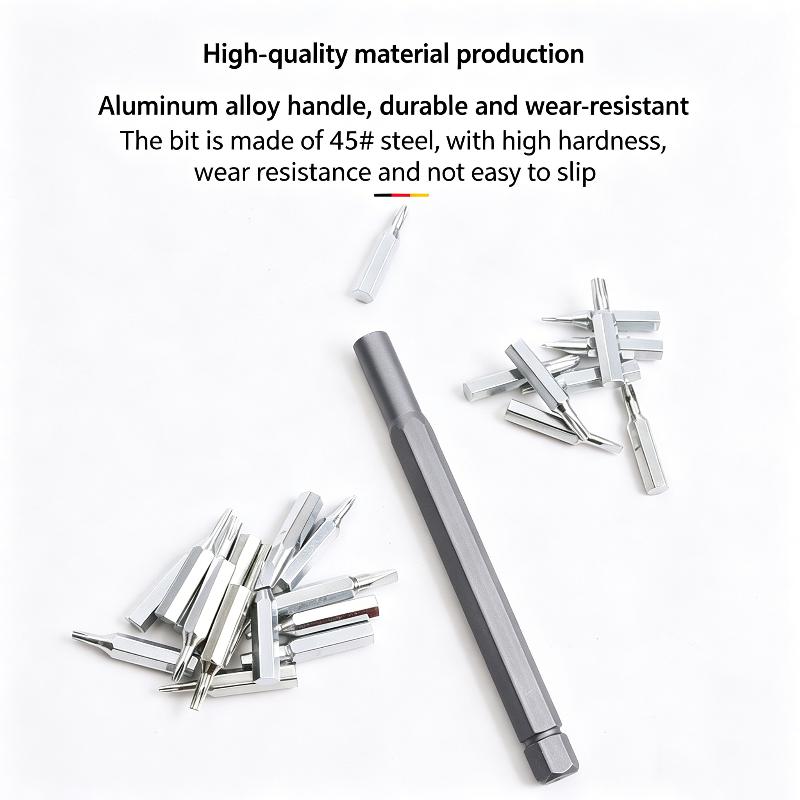 24-In-1 Magnetic Screwdriver Set - Precision Repair Kit For Phone, Computer & Electronics - 24 Detachable Steel Bits Aluminum handle