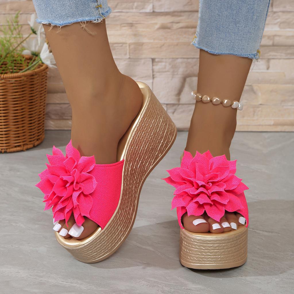 Fashion Womens Sandals Summer Open-toe High-heeled Sandals Wedges Platform Sandalias Flower Design Women Sandals Sandalias Mujer