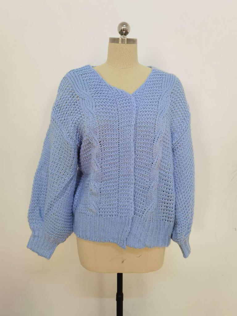 Women's Long Sleeve Batwing Cardigan Sweater - Plush, Loose, Plus Size Knitted Outerwear