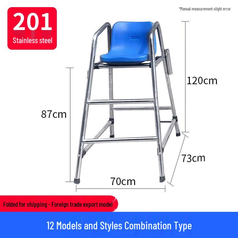 Lifeguard Chair with Telescopic Rescue Pole and Ring, 304 Stainless Steel, Free Shipping