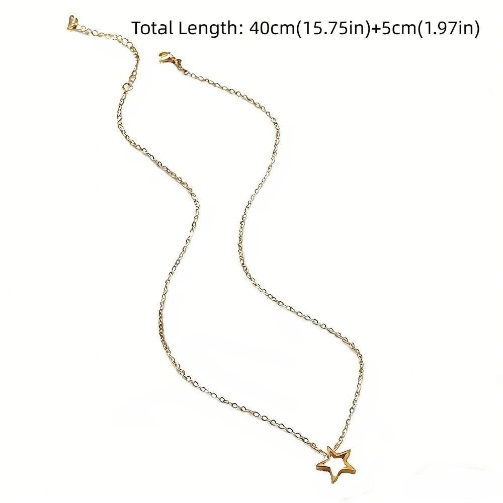 Pentagram Star Moon Necklace Stainless Steel Couple Neck Chain Valentine's Day Necklace Girl