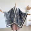 Fashion Winter Cashmere Shawl For Women - Floral Oil Painting Printed Pashmina Thick Scarf, Warm Wrap & Echarpe Poncho