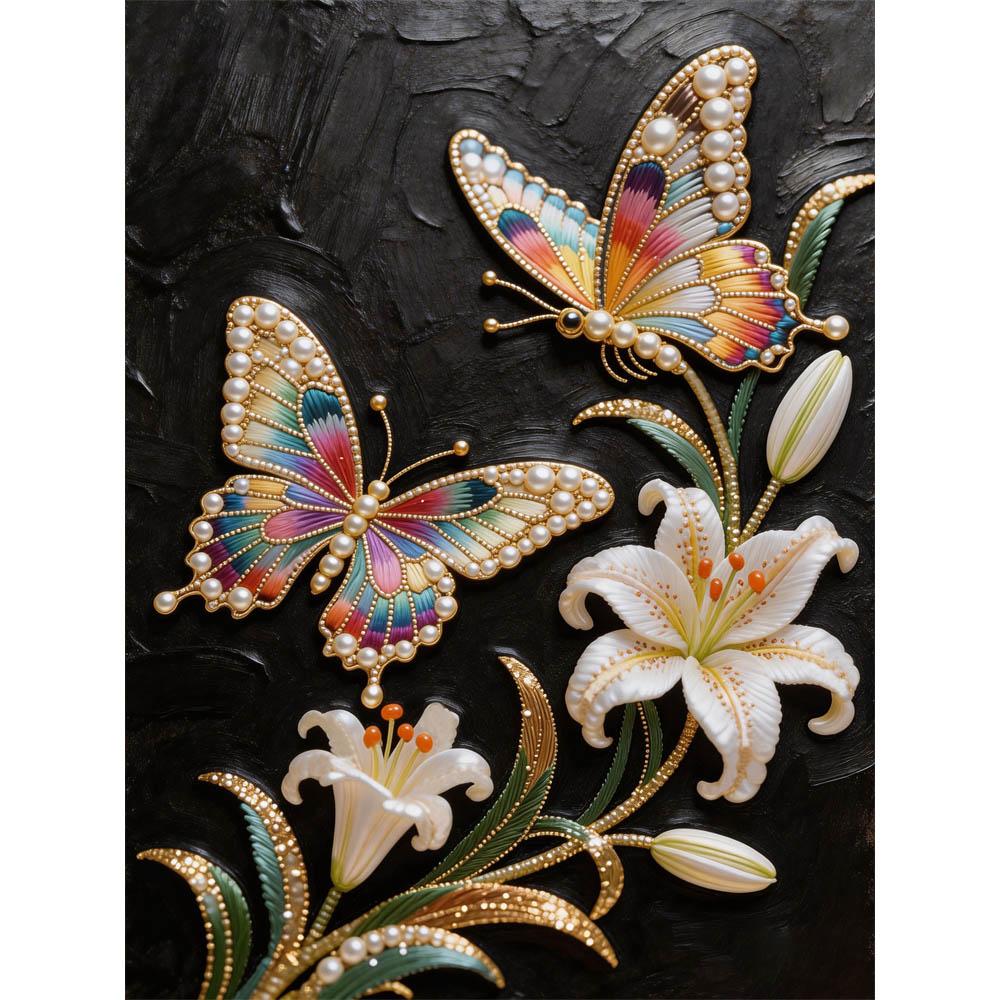 

Pearl DIY Butterfly and Flower Art Kits 15.7x19.6inch Gem Art Pearl Painting Kits Without Frame for Adults Gift Idea Home Wall Decor 30x40cm