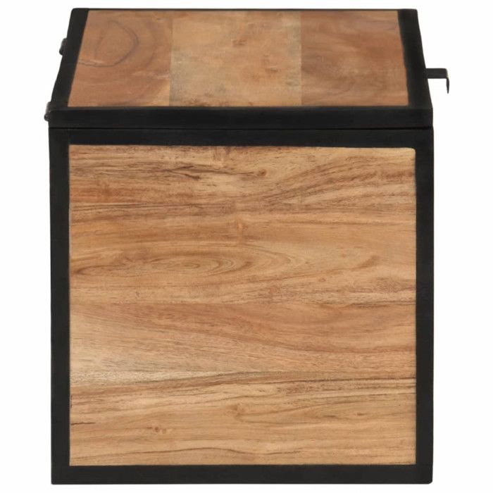 Boîte de rangement 60x30x30 cm bois massif d acacia et fer