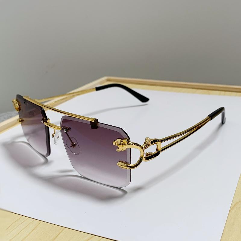 Rectangle Sunglasses for Men Women Rimless Square Shade Eyewear Frameless Vintage Square Glasses