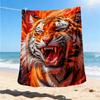1pc Tiger Flames Print Outdoor Blanket, Lightweight Polyester,