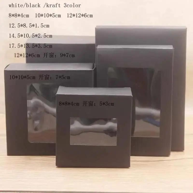 10Pcs DIY Gift Packaging Box Wedding Souvenir Packaging Box PVC Window Opening Kraft Paper Baking Pastry Storage Boxes Wholesale