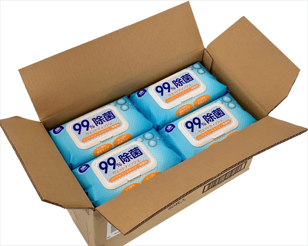 Marubeni Forest Linx vlhčená ubrousek VINDA Dezinfekční vlhčená ubrousek Neparfémovaná velká silná bílá 18 x 20 cm 80 kusů x 12 kusů 99% nealkohol (Prodáno