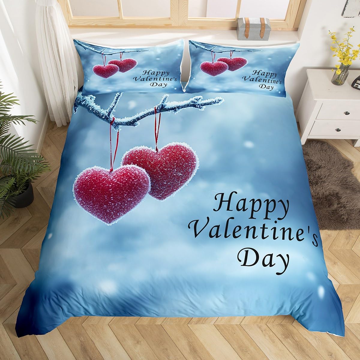 

Eiffel Tower Duvet Cover,Watercolor Red Rose Bedding Set For Girls Adult Wild Butterfly Valentine S Day Romantic Comforter Cover AU Single(140x210cm)